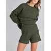 image:imageANRABESS Womens 2 Piece Outfits Sweater Lounge Sets  Cable Knit Oversized Sweaters Shorts Matching Sets Soft Breathable Warm Loungewear 2026 Winter Fashion ClothesArmy Green