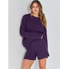 image:imageANRABESS Womens 2 Piece Outfits Sweater Lounge Sets  Cable Knit Oversized Sweaters Shorts Matching Sets Soft Breathable Warm Loungewear 2026 Winter Fashion ClothesPurple