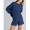 image:imageANRABESS Womens 2 Piece Outfits Sweater Lounge Sets  Cable Knit Oversized Sweaters Shorts Matching Sets Soft Breathable Warm Loungewear 2026 Winter Fashion ClothesNavy Blue