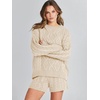 image:imageANRABESS Womens 2 Piece Outfits Sweater Lounge Sets  Cable Knit Oversized Sweaters Shorts Matching Sets Soft Breathable Warm Loungewear 2026 Winter Fashion ClothesApricot
