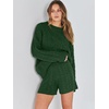 image:imageANRABESS Womens 2 Piece Outfits Sweater Lounge Sets  Cable Knit Oversized Sweaters Shorts Matching Sets Soft Breathable Warm Loungewear 2026 Winter Fashion ClothesDeep Green