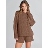 image:imageANRABESS Womens 2 Piece Outfits Sweater Lounge Sets  Cable Knit Oversized Sweaters Shorts Matching Sets Soft Breathable Warm Loungewear 2026 Winter Fashion ClothesCoffee