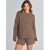 image:imageANRABESS Womens 2 Piece Outfits Sweater Lounge Sets  Cable Knit Oversized Sweaters Shorts Matching Sets Soft Breathable Warm Loungewear 2026 Winter Fashion ClothesBrown