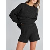image:imageANRABESS Womens 2 Piece Outfits Sweater Lounge Sets  Cable Knit Oversized Sweaters Shorts Matching Sets Soft Breathable Warm Loungewear 2026 Winter Fashion ClothesBlack