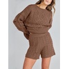 image:imageANRABESS Womens 2 Piece Outfits Sweater Lounge Sets  Cable Knit Oversized Sweaters Shorts Matching Sets Soft Breathable Warm Loungewear 2026 Winter Fashion ClothesCoffee
