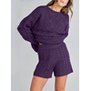 image:imageANRABESS Womens 2 Piece Outfits Sweater Lounge Sets  Cable Knit Oversized Sweaters Shorts Matching Sets Soft Breathable Warm Loungewear 2026 Winter Fashion ClothesPurple