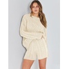 image:imageANRABESS Womens 2 Piece Outfits Sweater Lounge Sets  Cable Knit Oversized Sweaters Shorts Matching Sets Soft Breathable Warm Loungewear 2026 Winter Fashion ClothesBeige