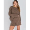 image:imageANRABESS Womens 2 Piece Outfits Sweater Lounge Sets  Cable Knit Oversized Sweaters Shorts Matching Sets Soft Breathable Warm Loungewear 2026 Winter Fashion ClothesBrown