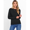 image:imageANRABESS Womens Crewneck Long Sleeve Knit Sweater  Soft Lightweight Loose Fit Basic Pullover TopsCasual OfficeLayering Daily WearFall Winter OutfitsBlack