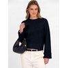 image:imageANRABESS Womens Cropped Crewneck Long Sleeve Pullover Sweaters  Lightweight Business Casual Shirts Fall Soft Ribbed Hem Rolled Cuffs Knit Tops Daily Office Work Winter Layer ClothesNavy Blue