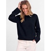 image:imageANRABESS Womens Cropped Crewneck Long Sleeve Pullover Sweaters  Lightweight Business Casual Shirts Fall Soft Ribbed Hem Rolled Cuffs Knit Tops Daily Office Work Winter Layer ClothesNavy Blue