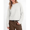 image:imageANRABESS Womens Cropped Crewneck Long Sleeve Pullover Sweaters  Lightweight Business Casual Shirts Fall Soft Ribbed Hem Rolled Cuffs Knit Tops Daily Office Work Winter Layer ClothesWhite