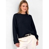 image:imageANRABESS Womens Cropped Crewneck Long Sleeve Pullover Sweaters  Lightweight Business Casual Shirts Fall Soft Ribbed Hem Rolled Cuffs Knit Tops Daily Office Work Winter Layer ClothesNavy Blue