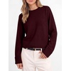image:imageANRABESS Womens Cropped Crewneck Long Sleeve Pullover Sweaters  Lightweight Business Casual Shirts Fall Soft Ribbed Hem Rolled Cuffs Knit Tops Daily Office Work Winter Layer ClothesDrak Red