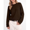 image:imageANRABESS Womens Cropped Crewneck Long Sleeve Pullover Sweaters  Lightweight Business Casual Shirts Fall Soft Ribbed Hem Rolled Cuffs Knit Tops Daily Office Work Winter Layer ClothesCoffee
