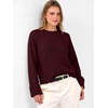 image:imageANRABESS Womens Cropped Crewneck Long Sleeve Pullover Sweaters  Lightweight Business Casual Shirts Fall Soft Ribbed Hem Rolled Cuffs Knit Tops Daily Office Work Winter Layer ClothesDrak Red