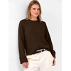 image:imageANRABESS Womens Cropped Crewneck Long Sleeve Pullover Sweaters  Lightweight Business Casual Shirts Fall Soft Ribbed Hem Rolled Cuffs Knit Tops Daily Office Work Winter Layer ClothesCoffee