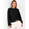 image:imageANRABESS Womens Cropped Crewneck Long Sleeve Pullover Sweaters  Lightweight Business Casual Shirts Fall Soft Ribbed Hem Rolled Cuffs Knit Tops Daily Office Work Winter Layer ClothesBlack