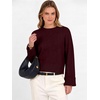 image:imageANRABESS Womens Cropped Crewneck Long Sleeve Pullover Sweaters  Lightweight Business Casual Shirts Fall Soft Ribbed Hem Rolled Cuffs Knit Tops Daily Office Work Winter Layer ClothesDrak Red