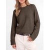 image:imageANRABESS Womens Cropped Crewneck Long Sleeve Pullover Sweaters  Lightweight Business Casual Shirts Fall Soft Ribbed Hem Rolled Cuffs Knit Tops Daily Office Work Winter Layer ClothesTaupe