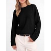 image:imageANRABESS Womens Cropped Crewneck Long Sleeve Pullover Sweaters  Lightweight Business Casual Shirts Fall Soft Ribbed Hem Rolled Cuffs Knit Tops Daily Office Work Winter Layer ClothesBlack