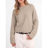 image:imageANRABESS Womens Cropped Crewneck Long Sleeve Pullover Sweaters  Lightweight Business Casual Shirts Fall Soft Ribbed Hem Rolled Cuffs Knit Tops Daily Office Work Winter Layer ClothesAlmond
