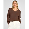 image:imageANRABESS Womens Fall V Neck Sweater Long Sleeve Knit Tops  2026 Cozy Spilt Hem Tunic Dressy Casual Clothing Soft Warm Classic Pullover Trendy Winter OutfitsCoffee