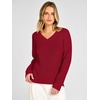 image:imageANRABESS Womens Fall V Neck Sweater Long Sleeve Knit Tops  2026 Cozy Spilt Hem Tunic Dressy Casual Clothing Soft Warm Classic Pullover Trendy Winter OutfitsRed