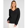 image:imageANRABESS Womens Fall V Neck Sweater Long Sleeve Knit Tops  2026 Cozy Spilt Hem Tunic Dressy Casual Clothing Soft Warm Classic Pullover Trendy Winter OutfitsBlack