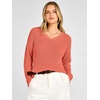 image:imageANRABESS Womens Fall V Neck Sweater Long Sleeve Knit Tops  2026 Cozy Spilt Hem Tunic Dressy Casual Clothing Soft Warm Classic Pullover Trendy Winter OutfitsOrange