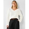 image:imageANRABESS Womens Fall V Neck Sweater Long Sleeve Knit Tops  2026 Cozy Spilt Hem Tunic Dressy Casual Clothing Soft Warm Classic Pullover Trendy Winter OutfitsWhite
