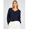 image:imageANRABESS Womens Fall V Neck Sweater Long Sleeve Knit Tops  2026 Cozy Spilt Hem Tunic Dressy Casual Clothing Soft Warm Classic Pullover Trendy Winter OutfitsNavy Blue