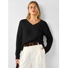 image:imageANRABESS Womens Fall V Neck Sweater Long Sleeve Knit Tops  2026 Cozy Spilt Hem Tunic Dressy Casual Clothing Soft Warm Classic Pullover Trendy Winter OutfitsBlack