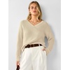 image:imageANRABESS Womens Fall V Neck Sweater Long Sleeve Knit Tops  2026 Cozy Spilt Hem Tunic Dressy Casual Clothing Soft Warm Classic Pullover Trendy Winter OutfitsApricot