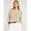 image:imageANRABESS Womens Fall V Neck Sweater Long Sleeve Knit Tops  2026 Cozy Spilt Hem Tunic Dressy Casual Clothing Soft Warm Classic Pullover Trendy Winter OutfitsApricot