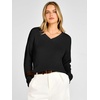 image:imageANRABESS Womens Fall V Neck Sweater Long Sleeve Knit Tops  2026 Cozy Spilt Hem Tunic Dressy Casual Clothing Soft Warm Classic Pullover Trendy Winter OutfitsBlack