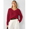 image:imageANRABESS Womens Fall V Neck Sweater Long Sleeve Knit Tops  2026 Cozy Spilt Hem Tunic Dressy Casual Clothing Soft Warm Classic Pullover Trendy Winter OutfitsRed