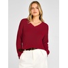 image:imageANRABESS Womens Fall V Neck Sweater Long Sleeve Knit Tops  2026 Cozy Spilt Hem Tunic Dressy Casual Clothing Soft Warm Classic Pullover Trendy Winter OutfitsRed