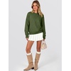 image:imageANRABESS Womens Long Sleeve Crewneck Floral Knit Fall Sweaters  Cute 3D Flower Sweater Soft Cozy Warm Trendy Pullover Top Dressy Casual Work Wear Travel Vacation Outfits Winter ClothesArmy Green