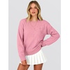 image:imageANRABESS Womens Long Sleeve Crewneck Floral Knit Fall Sweaters  Cute 3D Flower Sweater Soft Cozy Warm Trendy Pullover Top Dressy Casual Work Wear Travel Vacation Outfits Winter ClothesPink