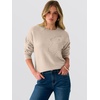 image:imageANRABESS Womens Long Sleeve Crewneck Floral Knit Fall Sweaters  Cute 3D Flower Sweater Soft Cozy Warm Trendy Pullover Top Dressy Casual Work Wear Travel Vacation Outfits Winter ClothesBeige