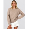 image:imageANRABESS Womens Long Sleeve Crewneck Floral Knit Fall Sweaters  Cute 3D Flower Sweater Soft Cozy Warm Trendy Pullover Top Dressy Casual Work Wear Travel Vacation Outfits Winter ClothesKhaki