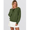 image:imageANRABESS Womens Long Sleeve Crewneck Floral Knit Fall Sweaters  Cute 3D Flower Sweater Soft Cozy Warm Trendy Pullover Top Dressy Casual Work Wear Travel Vacation Outfits Winter ClothesArmy Green