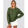 image:imageANRABESS Womens Long Sleeve Crewneck Floral Knit Fall Sweaters  Cute 3D Flower Sweater Soft Cozy Warm Trendy Pullover Top Dressy Casual Work Wear Travel Vacation Outfits Winter ClothesArmy Green