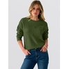 image:imageANRABESS Womens Long Sleeve Crewneck Floral Knit Fall Sweaters  Cute 3D Flower Sweater Soft Cozy Warm Trendy Pullover Top Dressy Casual Work Wear Travel Vacation Outfits Winter ClothesArmy Green