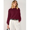 image:imageANRABESS Womens Long Sleeve Sweaters Cropped Crew Neck  Soft Warm Cozy Chunky RibbedCasual Cozy Comfy Pullover Tops Fall Winter Daily Wear Outfits ClothesWine Red