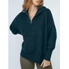 image:imageANRABESS Womens Oversized Quarter Zip Pullover Sweaters  Fall Fashion Outfits Long Sleeve Slit Side Baggy Loose Fit 14 Zip Lapel Collared Ribbed Knit Soft Warm Winter ClothingDeep Blue
