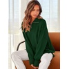 image:imageANRABESS Womens Oversized Quarter Zip Pullover Sweaters  Fall Fashion Outfits Long Sleeve Slit Side Baggy Loose Fit 14 Zip Lapel Collared Ribbed Knit Soft Warm Winter ClothingDark Green