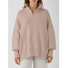image:imageANRABESS Womens Oversized Quarter Zip Pullover Sweaters  Fall Fashion Outfits Long Sleeve Slit Side Baggy Loose Fit 14 Zip Lapel Collared Ribbed Knit Soft Warm Winter ClothingSand