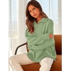 image:imageANRABESS Womens Oversized Quarter Zip Pullover Sweaters  Fall Fashion Outfits Long Sleeve Slit Side Baggy Loose Fit 14 Zip Lapel Collared Ribbed Knit Soft Warm Winter ClothingLight Green